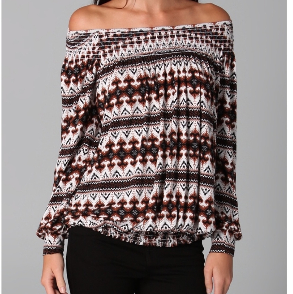 ~RACHEL PALLY~ *LEIGHTON* STUNNING PRINT SMOCKED OFF THE SHOULDER TOP-XS